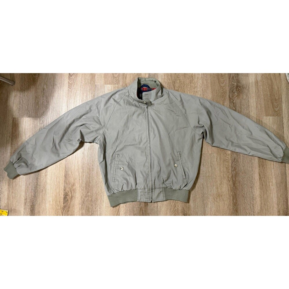 Lands' End Vintage Full Zip Bomber Jacket Plaid Lined Pockets Men’s Size L